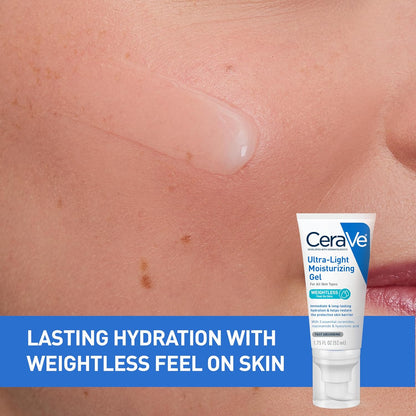 HOTCeraVe Ultra-Light Moisturizing Gel, Hydrating Gel Face Moisturizer For Men & For Women with Ceramides, Niacinamide, Hyaluronic Acid, Fragrance Free, Oil-Free, Mattifying Moisturizer, 1.75 FL Oz
