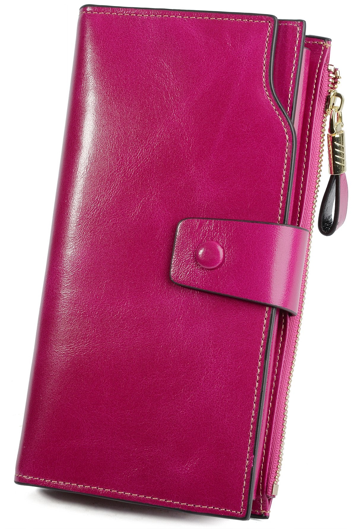 HOTYALUXE Women's Genuine Leather Wallet RFID Blocking Multi Card Holder with Cell Phone Pocket Mothers Day Gifts