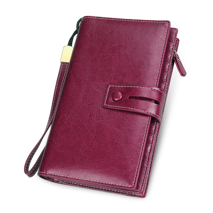 HOTFT FUNTOR Women's Big Fat RFID Blocking Wallet Leather Zip Around Clutch Large Phone Organizer Wristlet