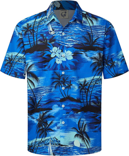 HOTHardaddy Men's Hawaiian Shirt Short Sleeves Coconut Printed Button Down Summer Beach Casual Shirts