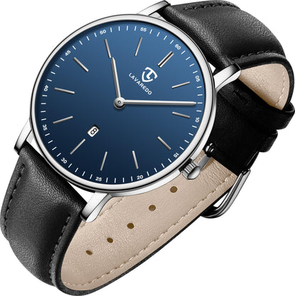 HOTBEN NEVIS Watch, Mens Watch, Minimalist Fashion Simple Wrist Watch Analog Date with Leather Strap