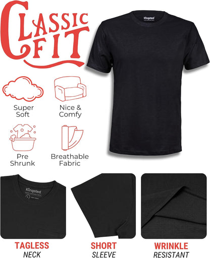HOTKingsted T-Shirts for Men Pack - Royally Comfortable - Super Soft Premium Fabric - Well-Crafted Classic Tee