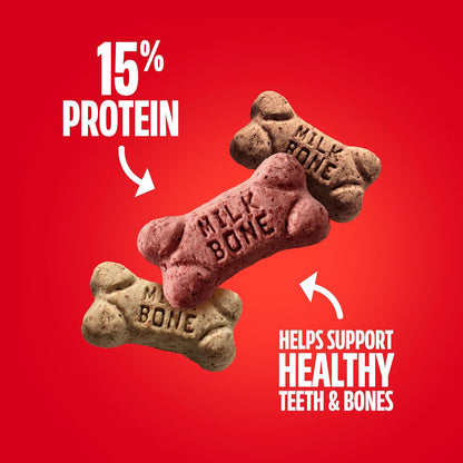 HOTMilk-Bone Flavor Snacks Mini’s Dog Biscuits, Flavored Crunchy Dog Treats, 36 Oz. Canister | 5 calories per treat, 15% protein, 3 flavors per canister (beef, chicken & bacon, naturally & artificially flavored)