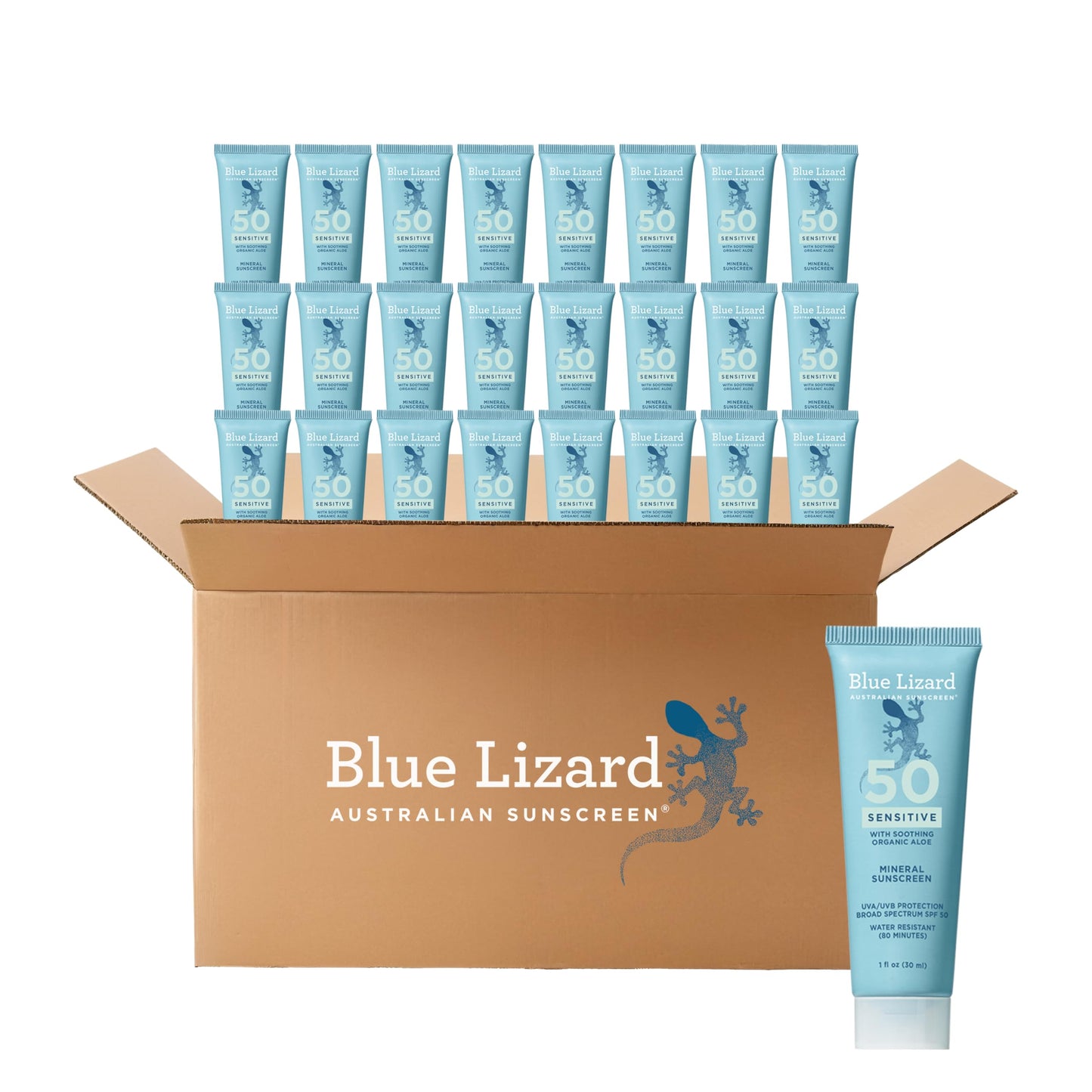 HOTBlue Lizard Sensitive Mineral SPF 50 Sunscreen Lotion, 100% Mineral Sunscreen, UVA/UVB Protection, Infused with organic Aloe Vera, Soothes and Hydrates, 5 fl oz