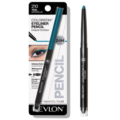 HOTRevlon ColorStay Pencil Waterproof Eyeliner, Smudge-Proof, Eye Makeup with Built-In Sharpener, Long-Lasting, Matte Finish, 201 Black, 2 pack