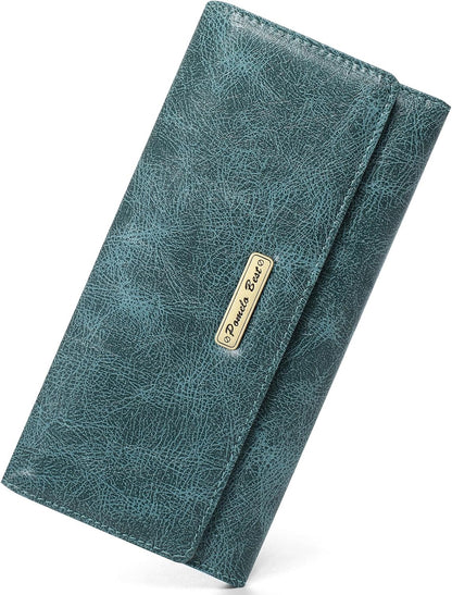 HOTPomelo Best Wallet Women RFID Blocking Trifold Credit Card Holder Slim Womens Wallet with Zipper Coin Pocket ID Window Green
