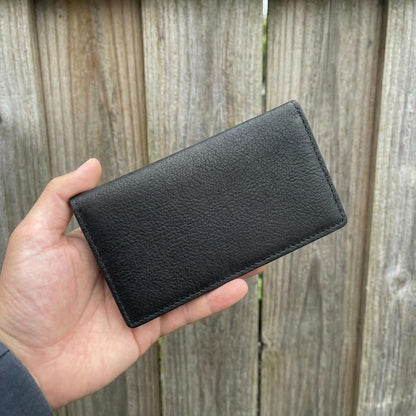 HOTYoder Leather Company Genuine Bison Leather Checkbook Cover for Men & Women (Black)