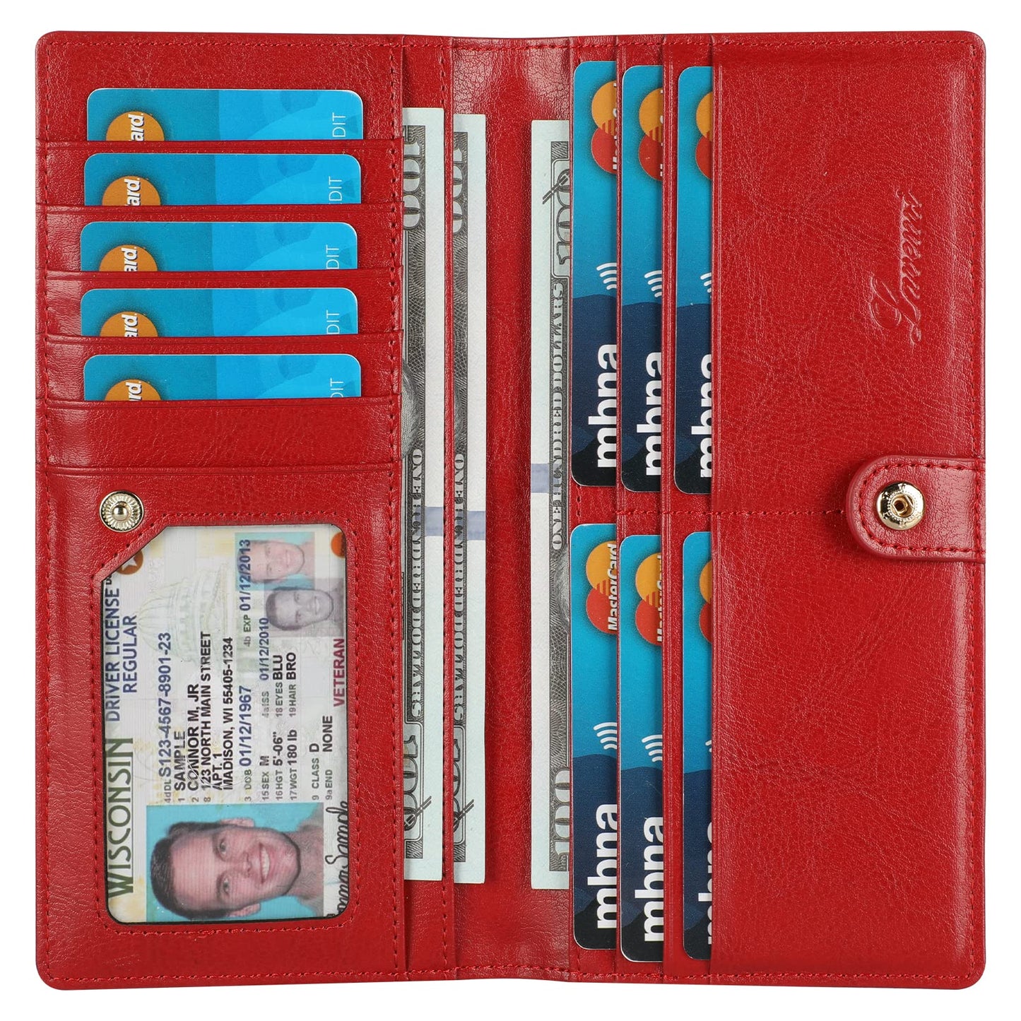 HOTLavemi Ultra Slim Thin Leather Women Wallet RFID Blocking Credit Card Holder Bifold Long Ladies Billfold