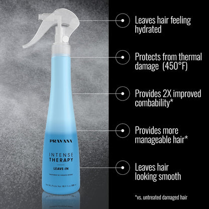 HOTPRAVANA Intense Therapy Leave-In Conditioner Spray Treatment & Detangler | Instantly Detangles & Hydrates | Equalizes Hair Porosity | For All Hair Types | Strengthens & Softens Hair