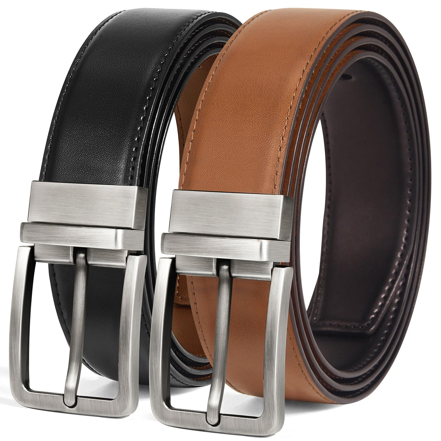 HOTMen's Belt Reversible Belt Men 1 Piece - 1 3/8" Leather Dress Belt - Trim to Fit for Elegant Style