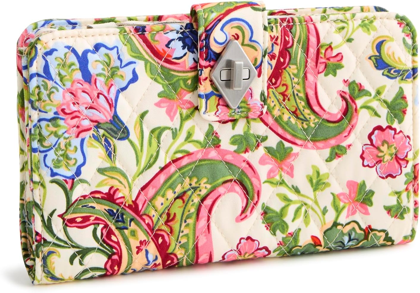 HOTVera Bradley Women's Premium Cotton Turnlock Wallet – Vibrant Paisley