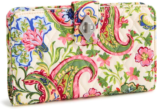 HOTVera Bradley Women's Premium Cotton Turnlock Wallet – Vibrant Paisley