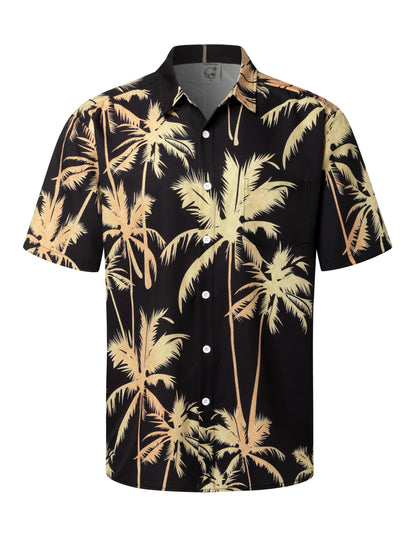 HOTHardaddy Men's Hawaiian Shirt Short Sleeves Coconut Printed Button Down Summer Beach Casual Shirts