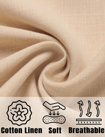 HOTCOOFANDY Men's Linen Shirts Short Sleeve Casual Shirts Button Down Shirt for Men Beach Summer Wedding Shirt