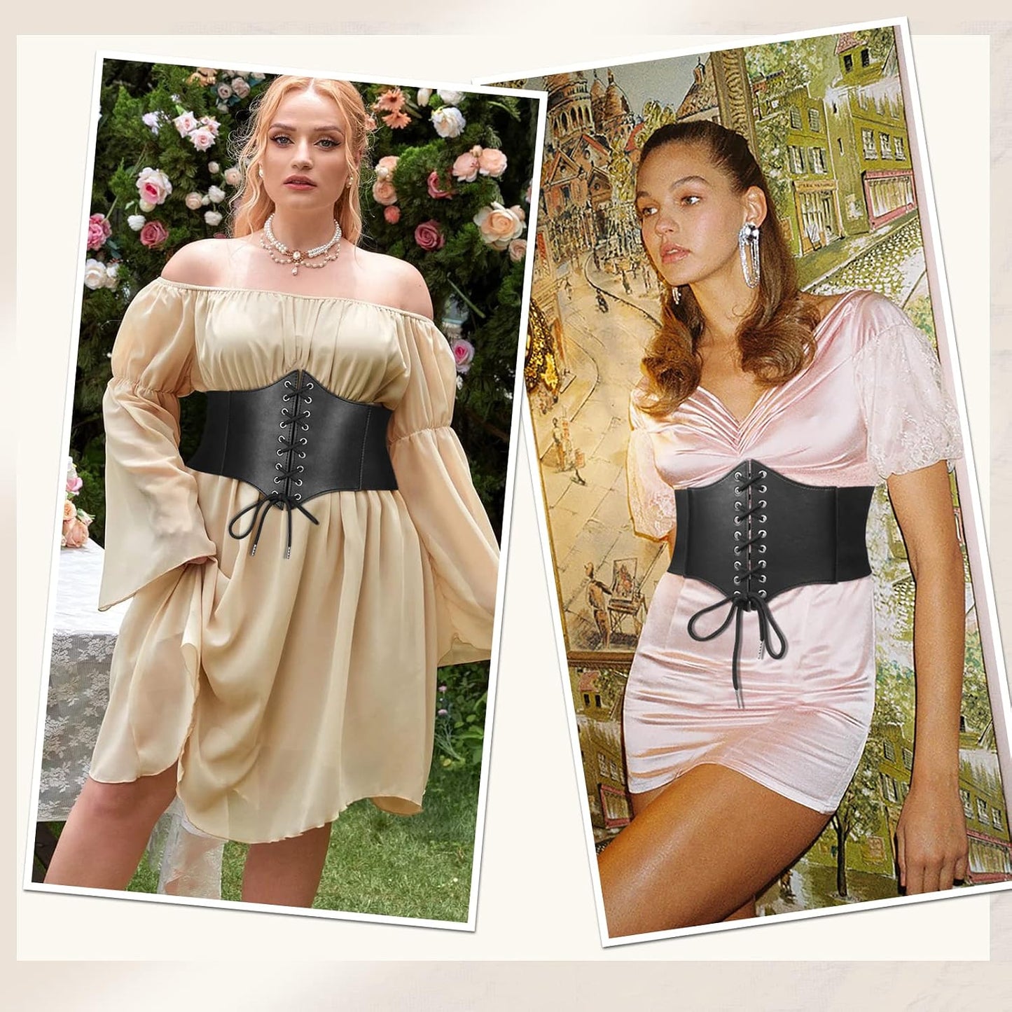 HOTJASGOOD Women’s Elastic Costume Waist Belt Lace-up Tied Waspie Corset Belts for Women