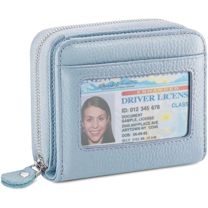 HOTGenuine Leather Wallet for Women & Men, RFID Blocking Bifold with ID Window and Multiple Card Pockets (Aa-Light pink)