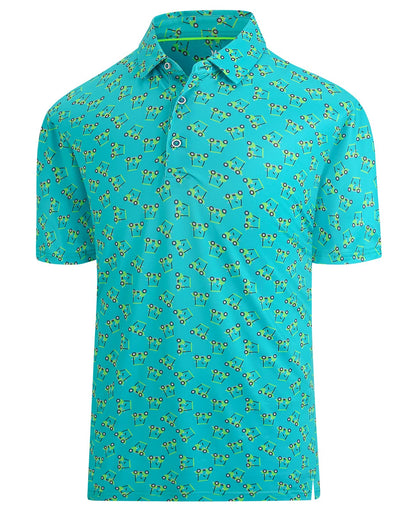 HOTHodaweisolp Golf Shirts for Men Dry Fit Print Moisture Wicking Performance Short Sleeve Polo Shirt