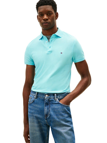 HOTTommy Hilfiger Men's Short Sleeve Polo Shirts in Slim Fit with Stretch and Organic Pique Cotton