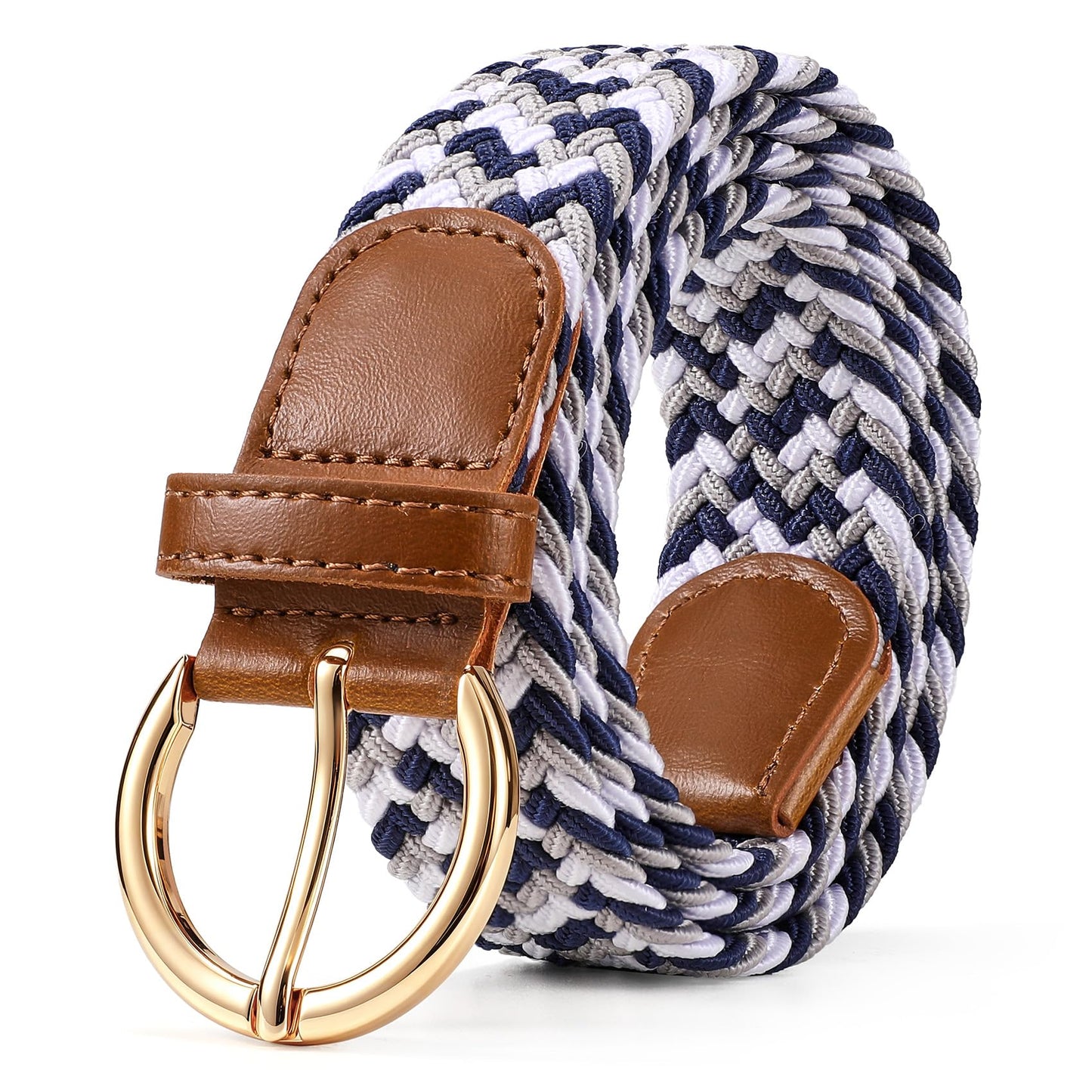 HOTJASGOOD Women Men Braided Woven Elastic Stretch Waist Belt Golf Canvas Fabric Casual Belt for Jeans Pants