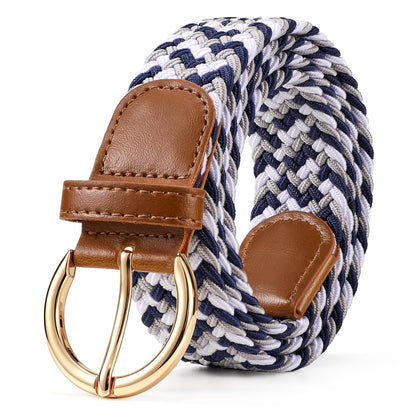 HOTJASGOOD Women Men Braided Woven Elastic Stretch Waist Belt Golf Canvas Fabric Casual Belt for Jeans Pants