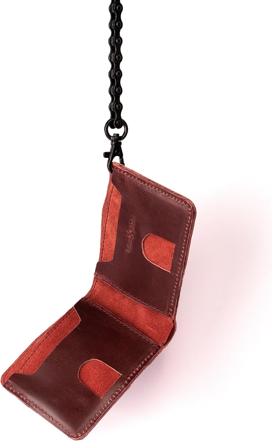 HOTTrip Machine Company Rodeo Motorcycle Genuine Leather Chain Wallet for Men (Cherry Red)