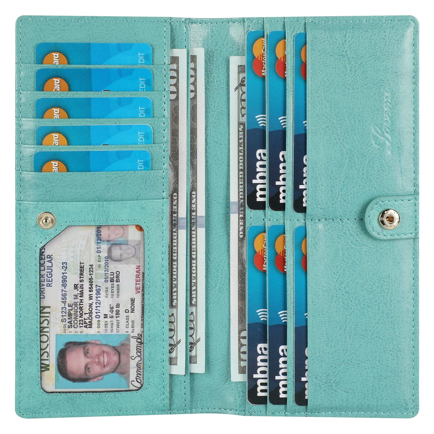 HOTLavemi Ultra Slim Thin Leather Women Wallet RFID Blocking Credit Card Holder Bifold Long Ladies Billfold