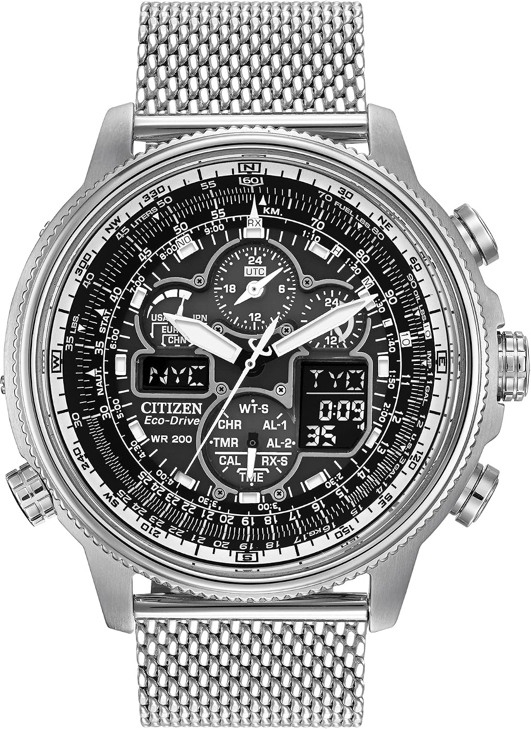 HOTCitizen Men's Promaster Navihawk A-T Eco-Drive Pilot Watch, Atomic Timekeeping, Chronograph