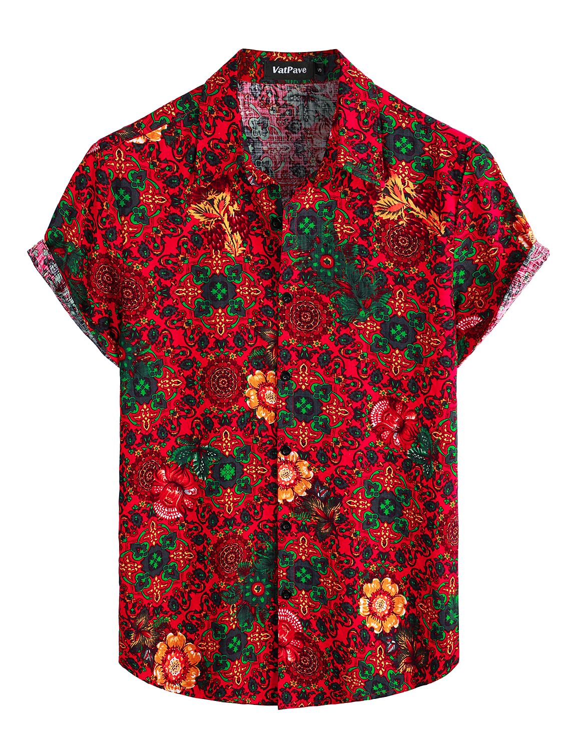 HOTVATPAVE Mens Casual Short Sleeve Button Down Shirts Regular Fit Hawaiian Summer Shirt