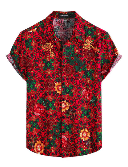 HOTVATPAVE Mens Casual Short Sleeve Button Down Shirts Regular Fit Hawaiian Summer Shirt