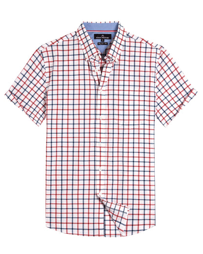 HOTAlimens & Gentle Plaid Mens Short Sleeve Button Down Shirts with Pocket | Lightweight,Button-Down Collar,Regular Fit,Excellent Colors,Breathable,Casual,Cotton Blend,Easy Care