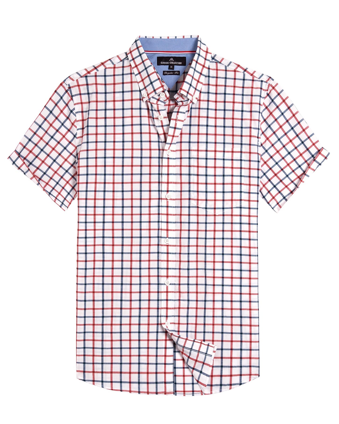 HOTAlimens & Gentle Plaid Mens Short Sleeve Button Down Shirts with Pocket | Lightweight,Button-Down Collar,Regular Fit,Excellent Colors,Breathable,Casual,Cotton Blend,Easy Care