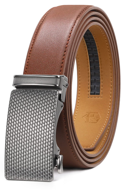 HOTZitahli Belt Men,Leather Ratchet Belt for Men Dress Casual Every Day with Adjustable Buckle,Trim to Fit For Gift