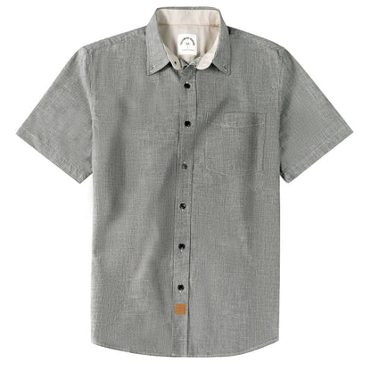 HOTDubinik® Mens Short Sleeve Button Down Shirts 100% Cotton Plaid Men's Casual Button-Down Shirts with Pocket