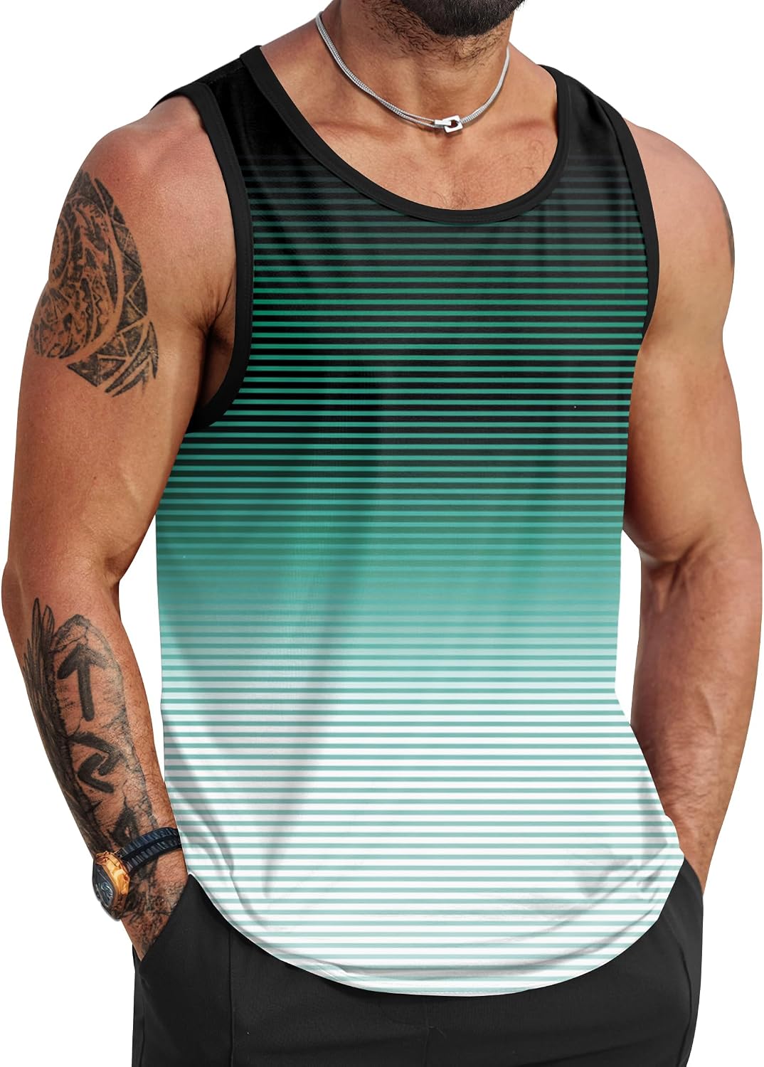 HOTVOGSTART Mens Hawaiian Beach Tank Tops Summer Vacation Muscle Top Graphic Sleeveless Shirts (S-3XL)