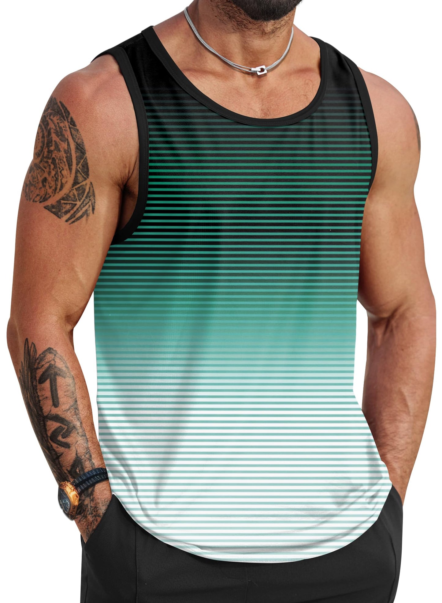 HOTVOGSTART Mens Hawaiian Beach Tank Tops Summer Vacation Muscle Top Graphic Sleeveless Shirts (S-3XL)