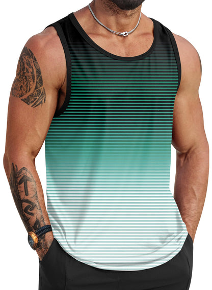 HOTVOGSTART Mens Hawaiian Beach Tank Tops Summer Vacation Muscle Top Graphic Sleeveless Shirts (S-3XL)