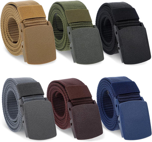 HOTsimarro Tactical 6-Pack Nylon Webbing Canvas Belt - Men & Women's Military, Outdoor, Hiking & Casual Belt