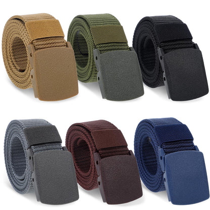 HOTsimarro Tactical 6-Pack Nylon Webbing Canvas Belt - Men & Women's Military, Outdoor, Hiking & Casual Belt