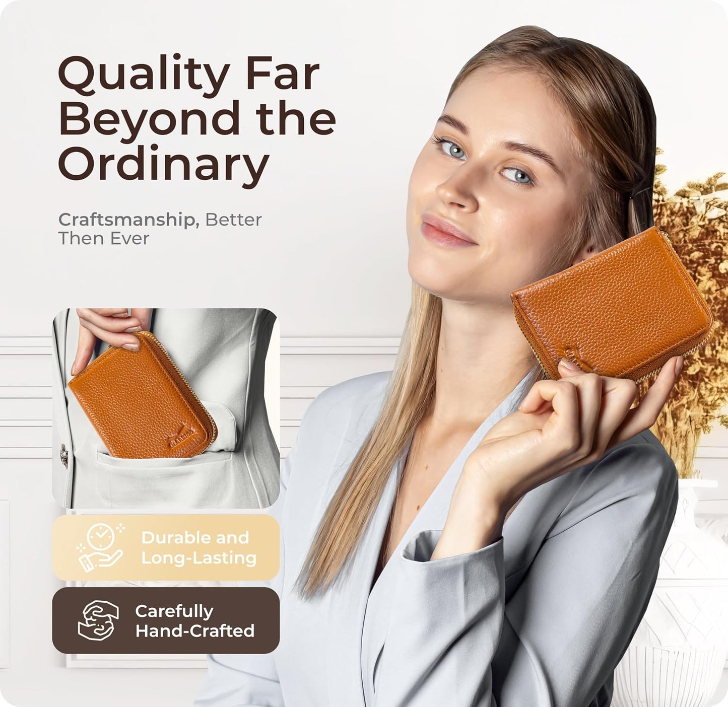HOTClaasico Bifold Wallet for Women RFID Blocking | Genuine Leather Zip Wallet & Ladies Coin Pocket | Stylish Credit Card Holder | Travel Wallet with Anti-Theft Protection