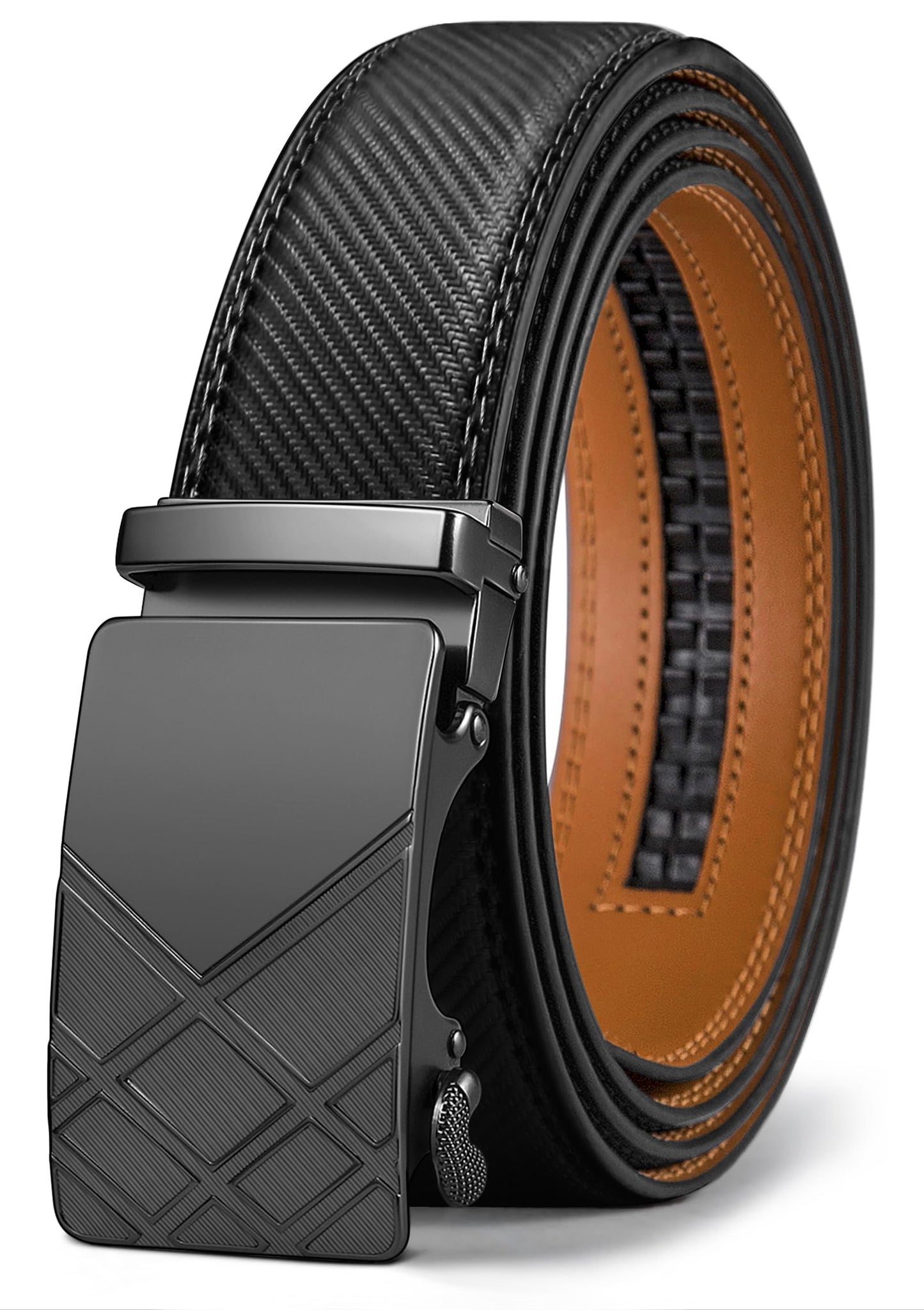 HOTBULLIANT Men's Belt,Slide Ratchet Belt Adjsutable For Men Suit Casual Jeans Gift Boxed,Trim To Fit