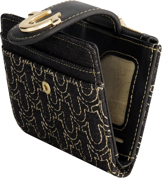 HOTTrue Religion Women's Mini Wallet, Black, One Size | Horseshoe Logo Small Compact Clutch Purse