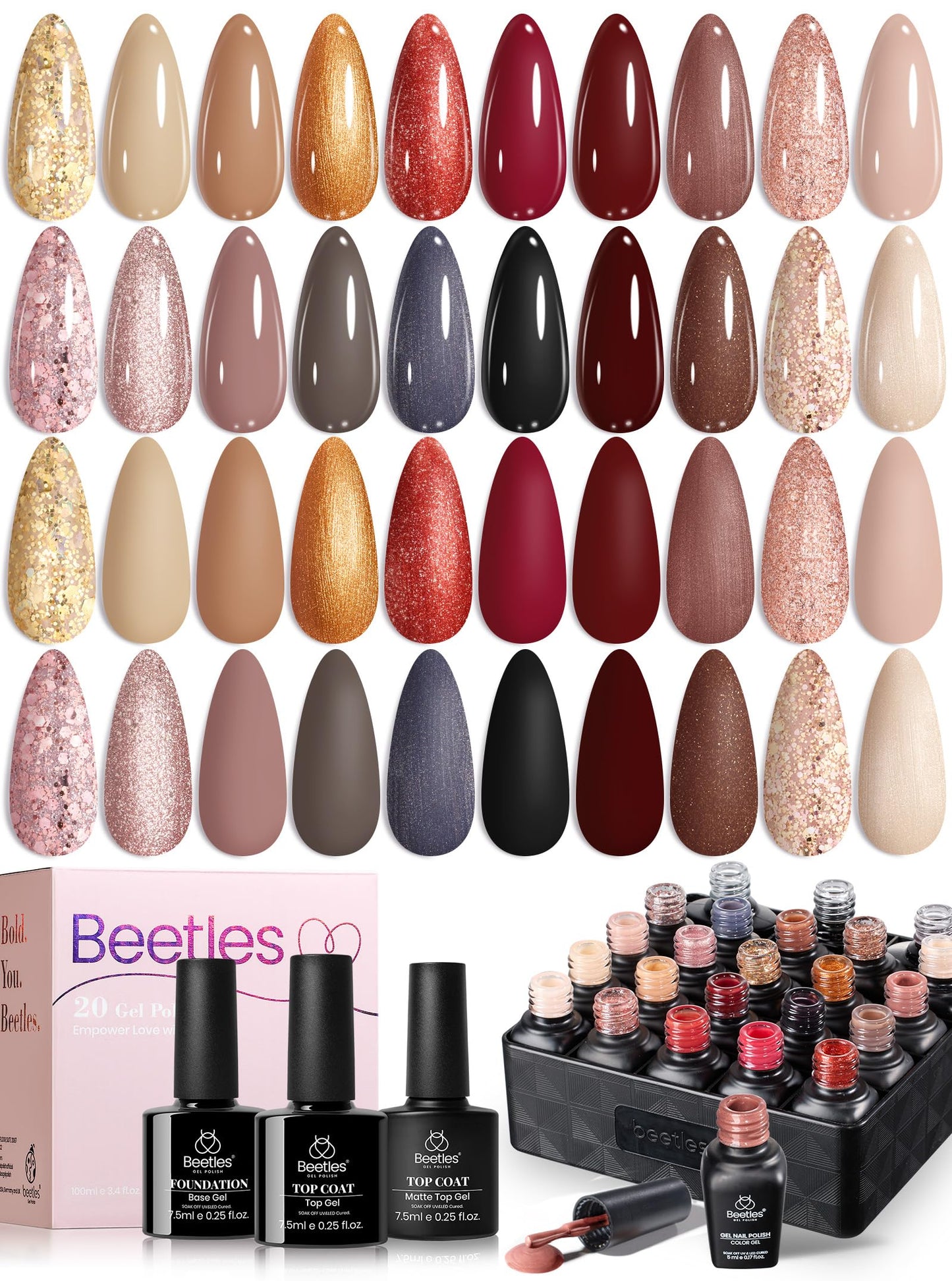 HOTBeetles Gel Nail Polish Kit with U V Light - 80Pcs 55 Colors Gel Nail Kit | Color Enchantment with Everything Base Top Coat Beginner Starter at Home Nails Kit Manicure DIY Salon Tools Gifts for Women