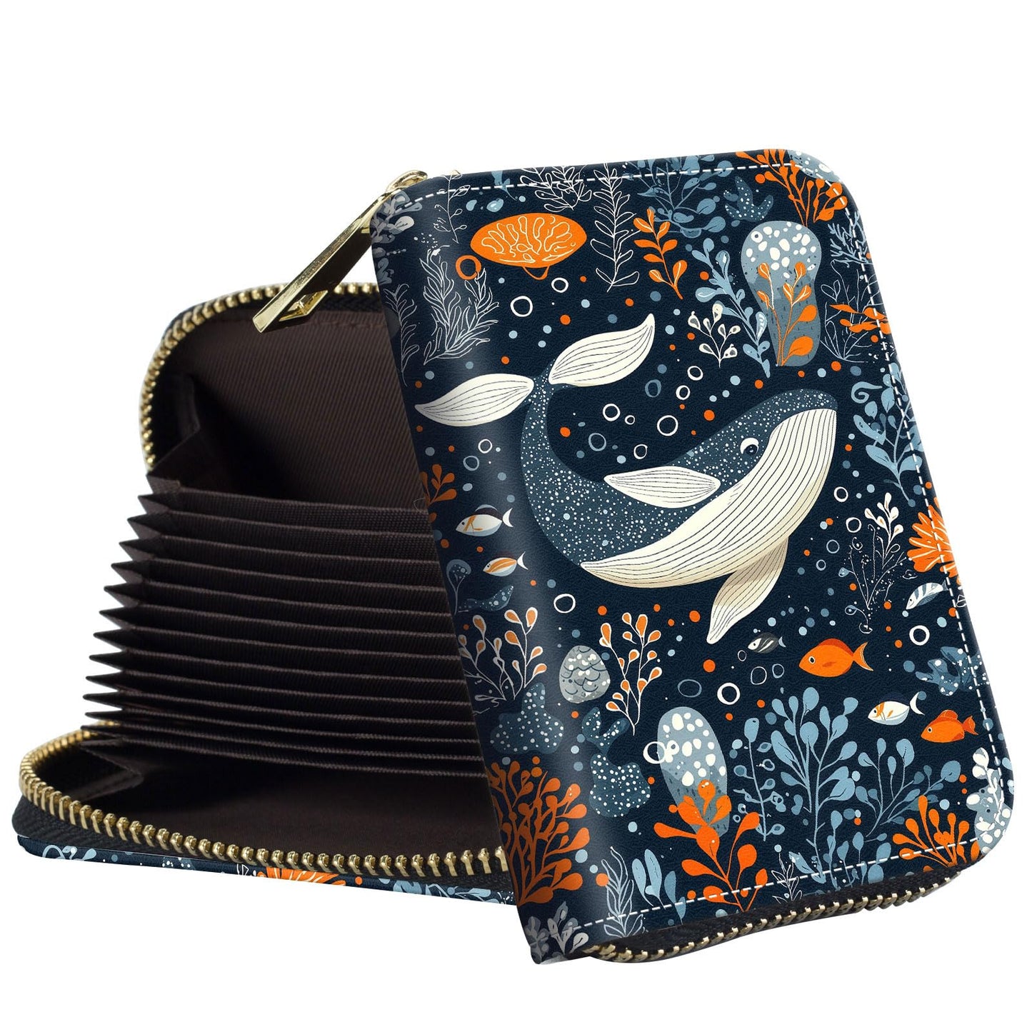 HOTSlim Zipper Card Wallet for Women — RFID Blocking Mini Wallet, PU Leather Small Credit Card Holder & Coin Pocket, Travel-Friendly Card Organizer, Crow & Rose
