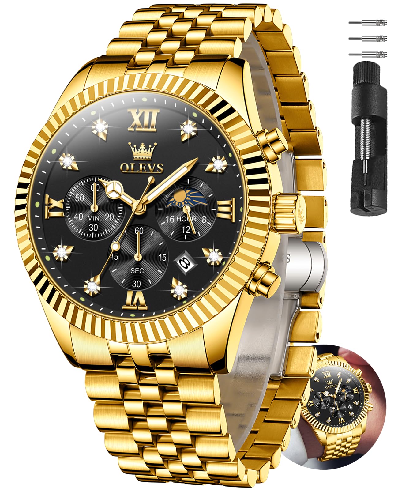 HOTOLEVS Men's Watch,Classic Silver Watches for Men, Waterproof Stainless Steel Roman Numbers Men's Watch Easy to Read