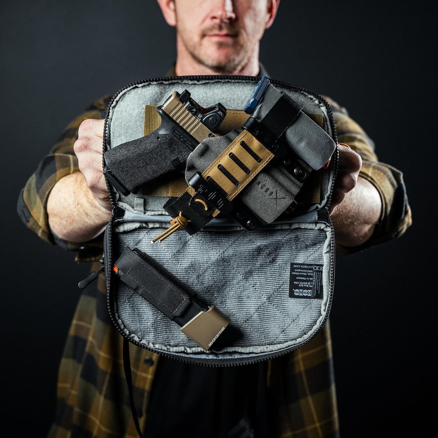 HOTEberlestock Fade Flex - Concealed Carry Waist Bag - Tactical Men's Fanny Pack with Adjustable Waist Belt - 10” W x 6”H x 3” D - Black