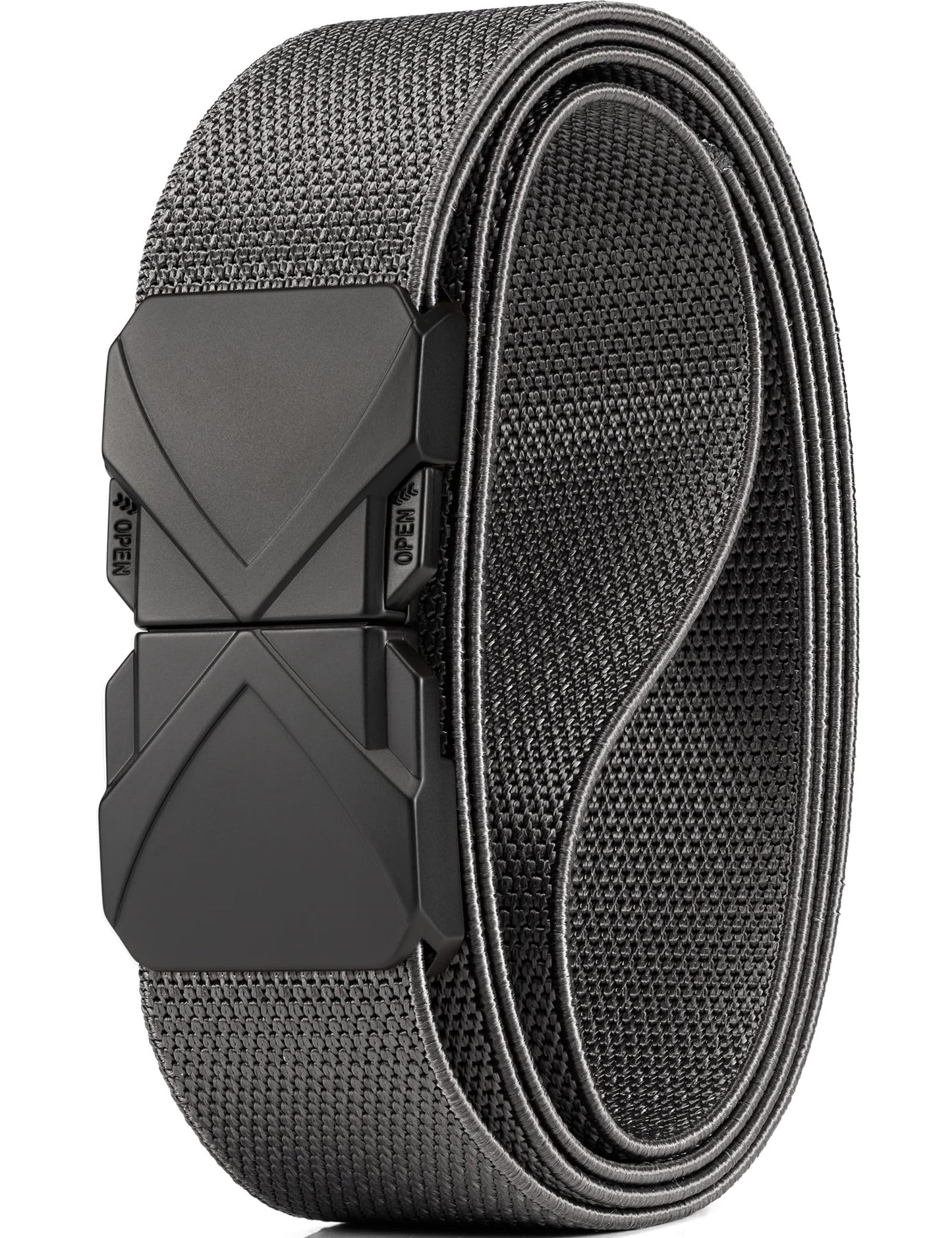 HOTGEIT Stretch Nylon Belt,1 3/8" Elastic Belt with Quick Release Buckle | Invisible Web Belt for Hiking Casual Tactical