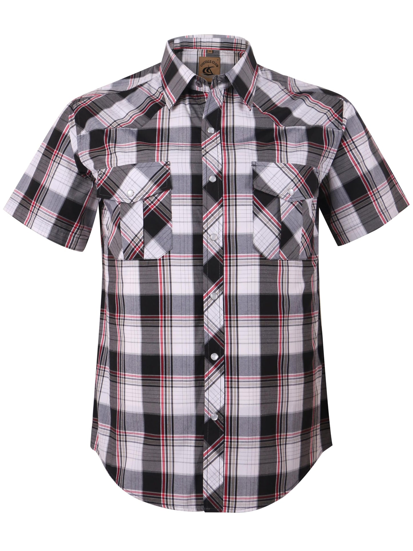 HOTMens Western Cowboy Pearl Snap Short Sleeve Casual Two Pockets Work Solid Derss Button Up Wrinkle Free Shirts