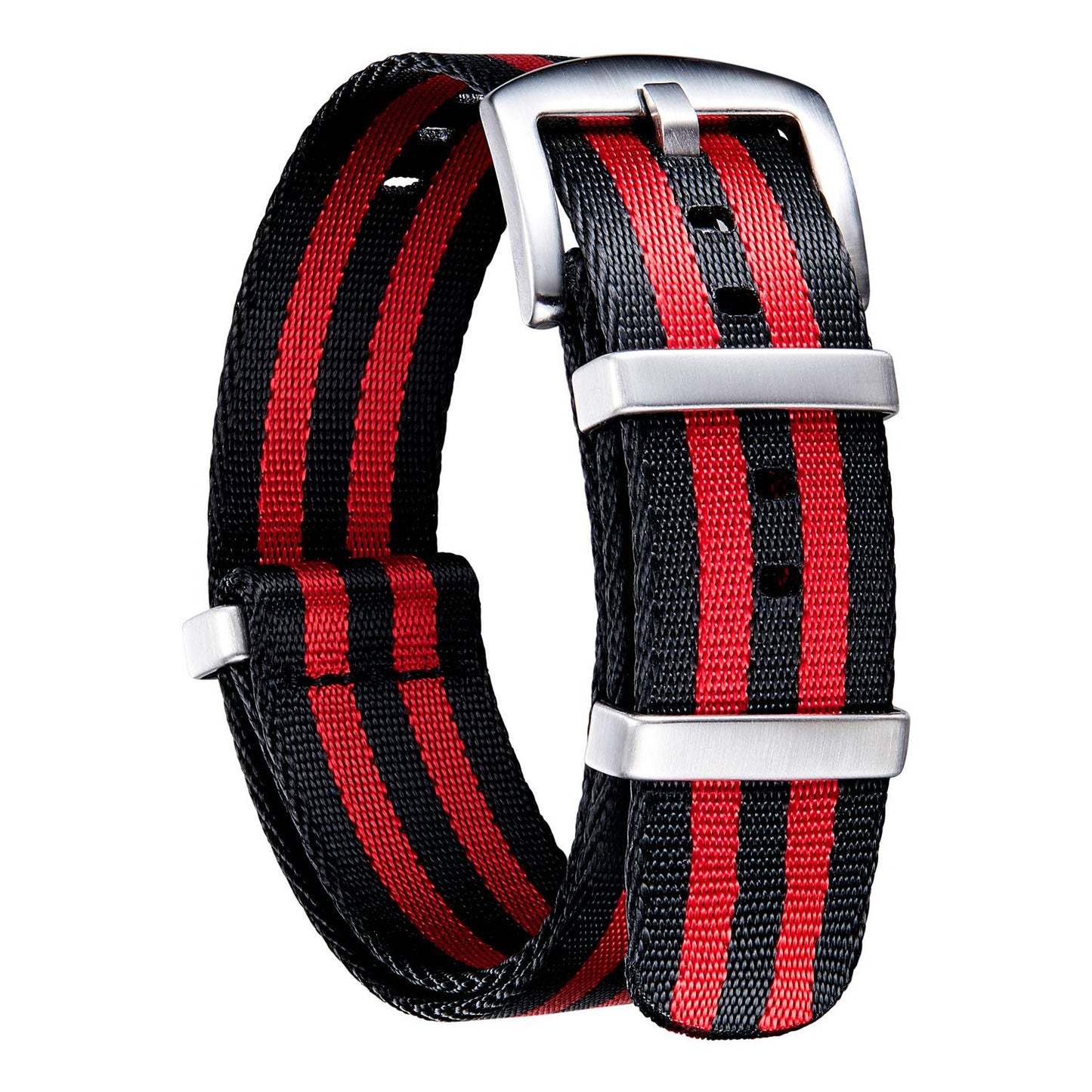 HOTBINLUN Nylon Watch Band 18mm,20mm,22mm,24mm Rugged Military Replacement Watch Straps Silver&Black Stainless Buckle Heavy-Duty Wristband For Traditional Men Women Watches