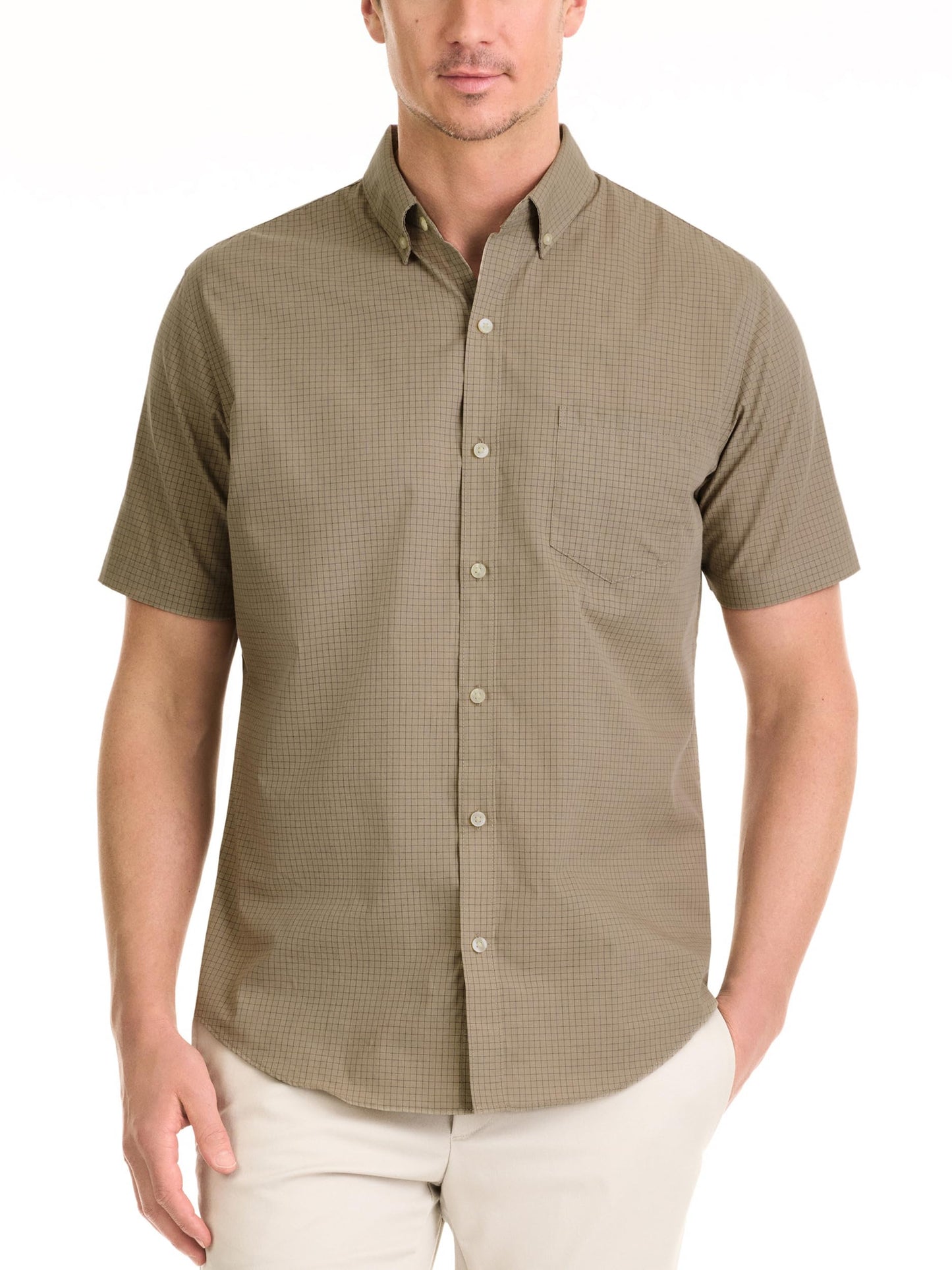 HOTVan Heusen Mens Wrinkle Free Short Sleeve Button Down Check Shirt