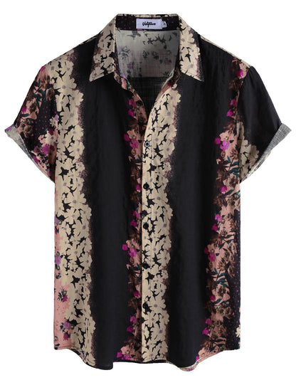 HOTVATPAVE Mens Casual Short Sleeve Button Down Shirts Regular Fit Hawaiian Summer Shirt